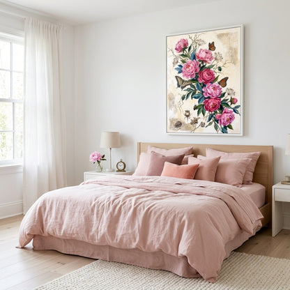 Pink Peony Bouquet Vintage Wall Art Decor preview 5