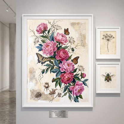 Pink Peony Bouquet Vintage Wall Art Decor preview 7