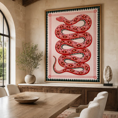Pink Serpent Folk Wall Art Decor - Wall Art Decor - close up