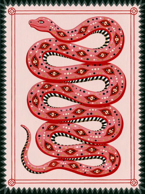 Pink Serpent Folk Wall Art Decor