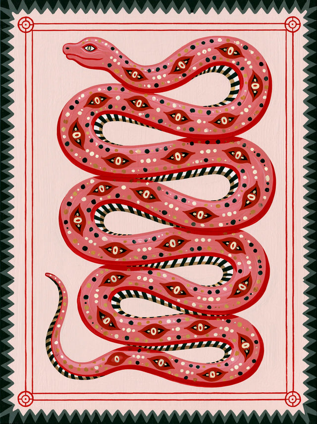 Pink Serpent Folk Wall Art Decor