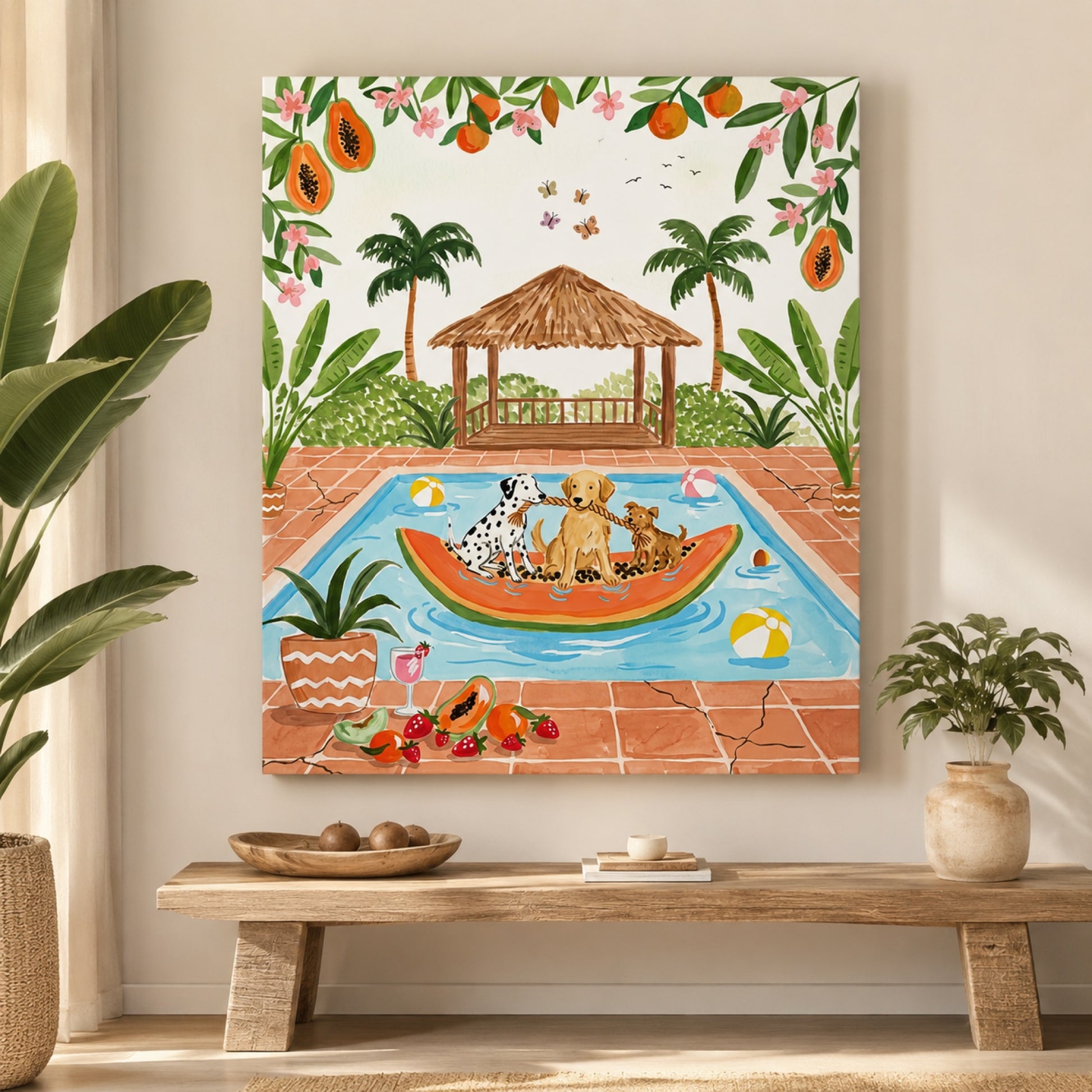 Poolside Dogs Tropical Getaway Wall Art Decor preview 10