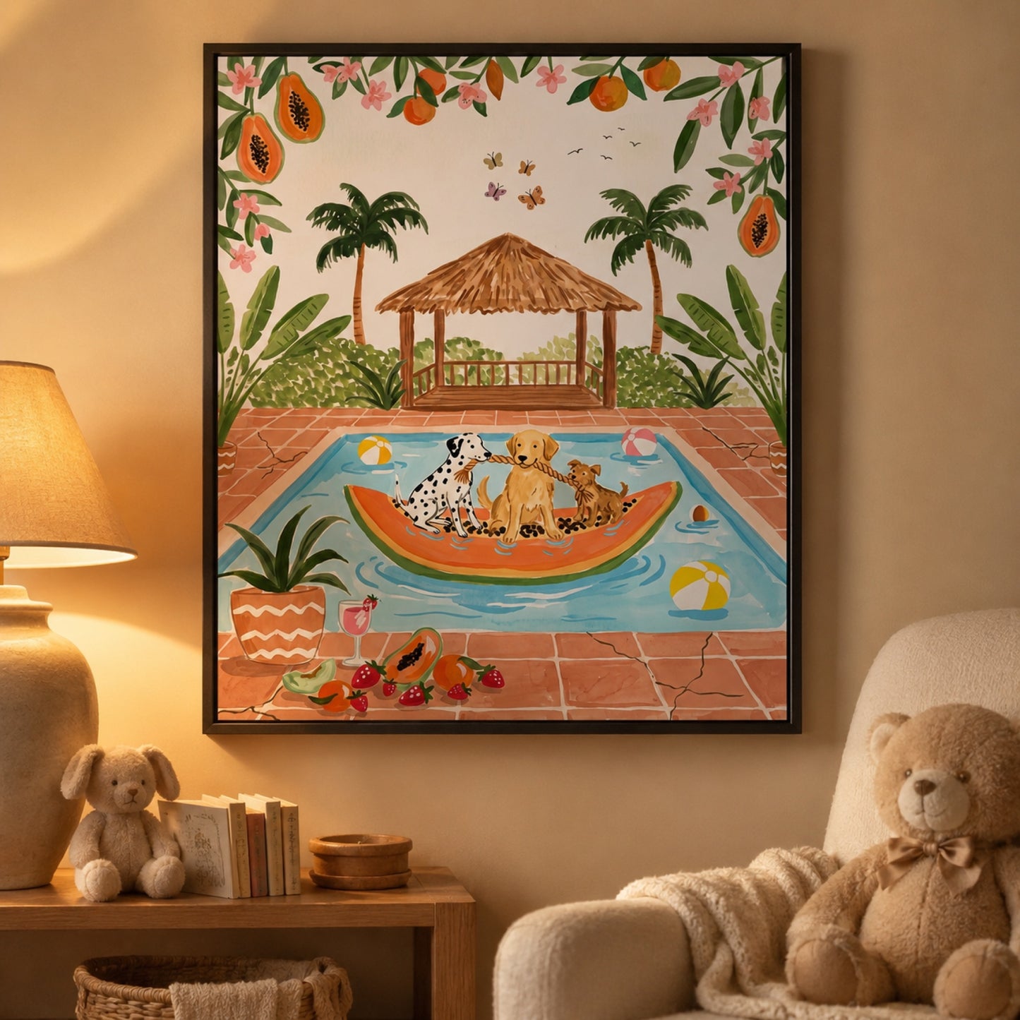 Poolside Dogs Tropical Getaway Wall Art Decor preview 11