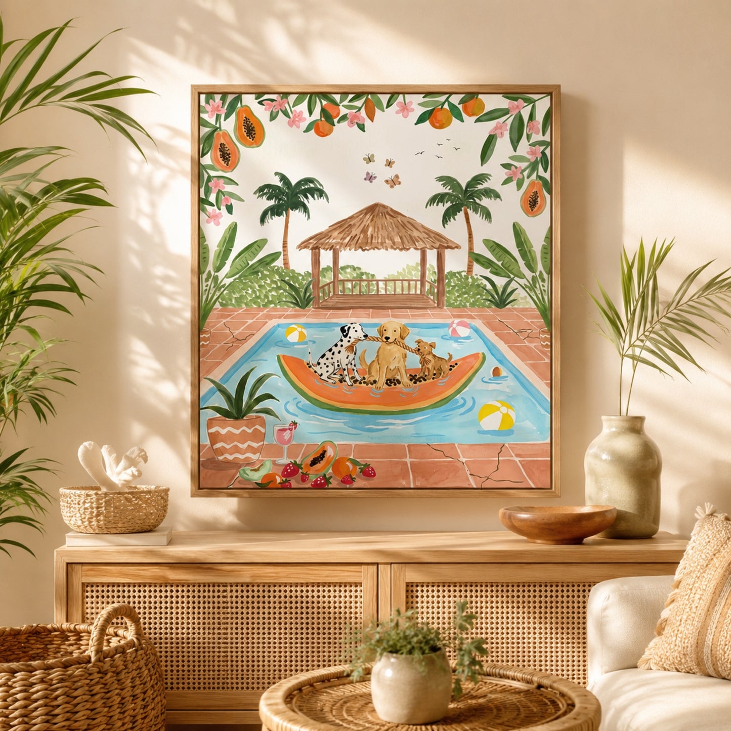 Poolside Dogs Tropical Getaway Wall Art Decor preview 5