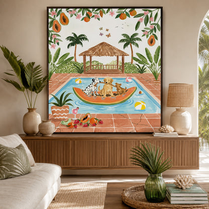 Poolside Dogs Tropical Getaway Wall Art Decor preview 6