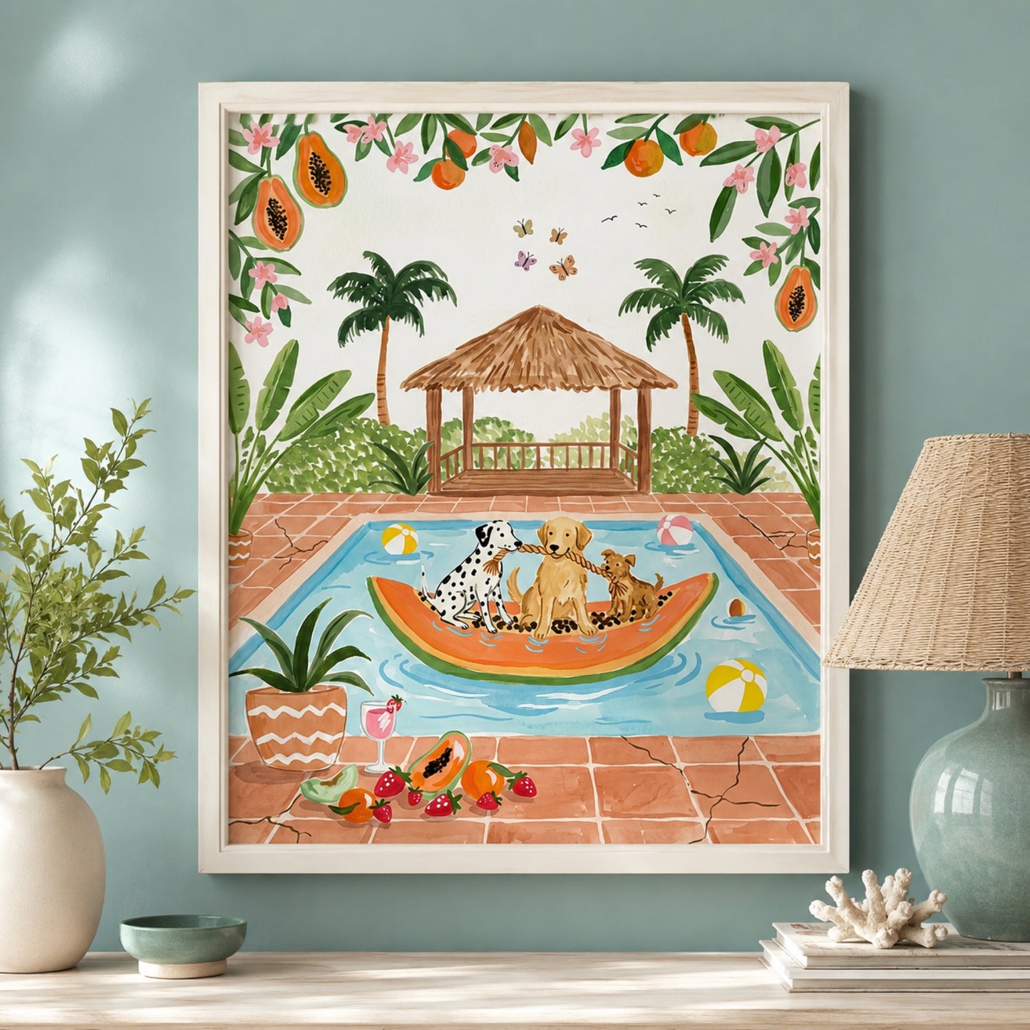 Poolside Dogs Tropical Getaway Wall Art Decor preview 7