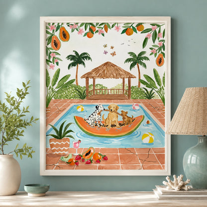 Poolside Dogs Tropical Getaway Wall Art Decor preview 7