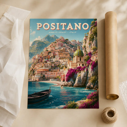 Positano Amalfi Coast Travel Wall Art Decor - Wall Art Decor - back view