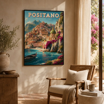 Positano Amalfi Coast Travel Wall Art Decor - Wall Art Decor - in use