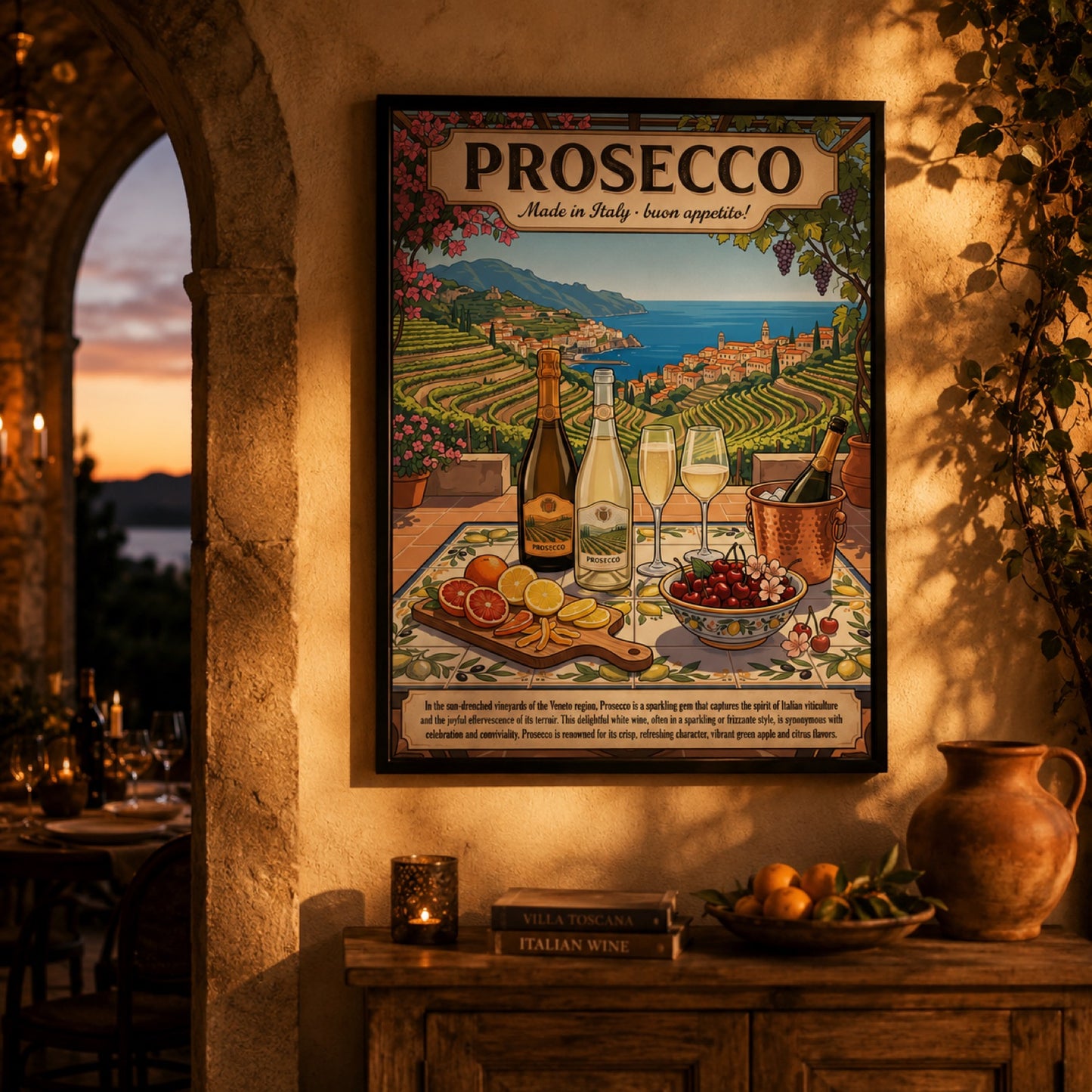 Prosecco Italian Vineyard Vintage Travel Wall Art Decor – preview 2