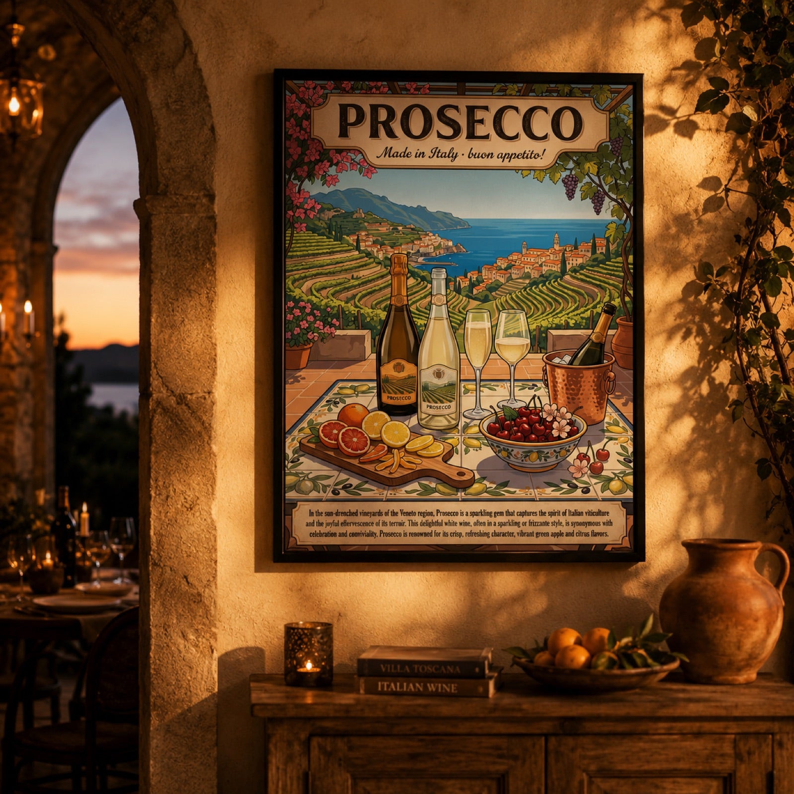 Prosecco Italian Vineyard Vintage Travel Wall Art Decor – preview 2