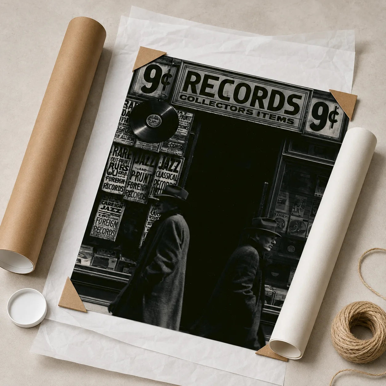 Record Store Noir Wall Art Decor - Wall Art Decor - back view