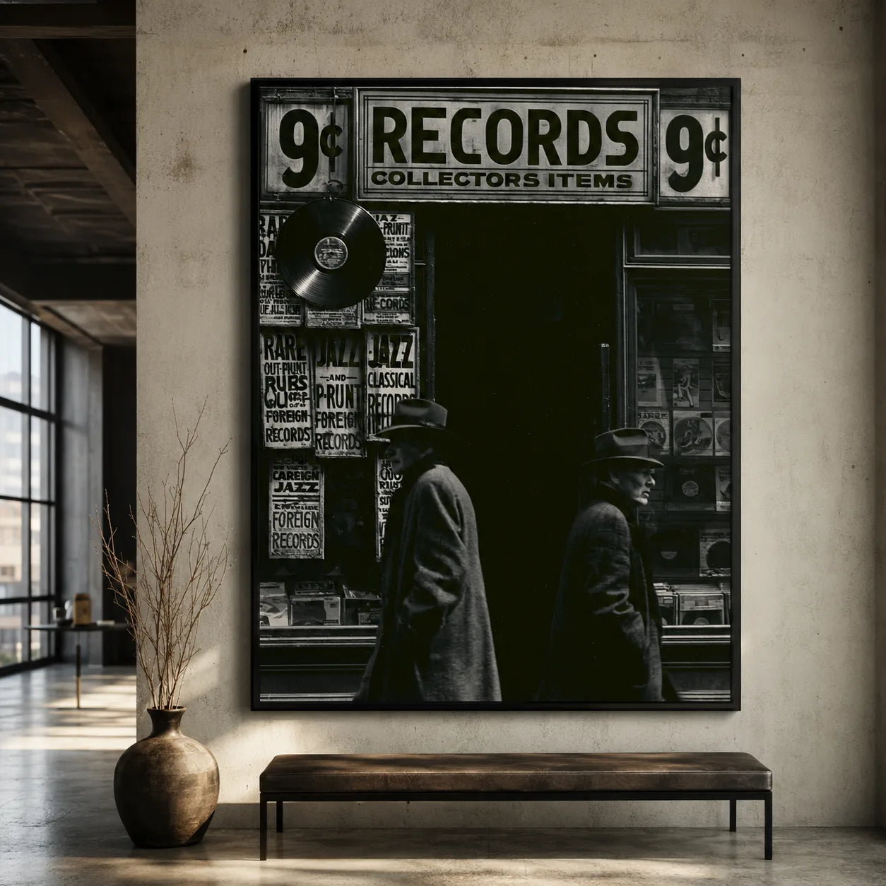Record Store Noir Wall Art Decor - Wall Art Decor - close up