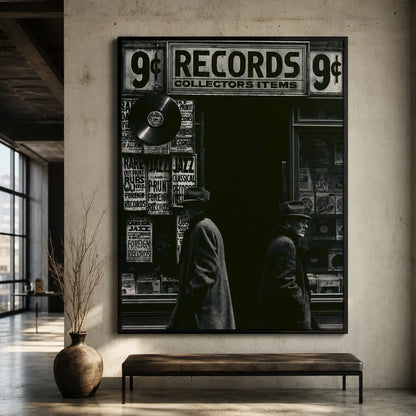 Record Store Noir Wall Art Decor - Wall Art Decor - close up