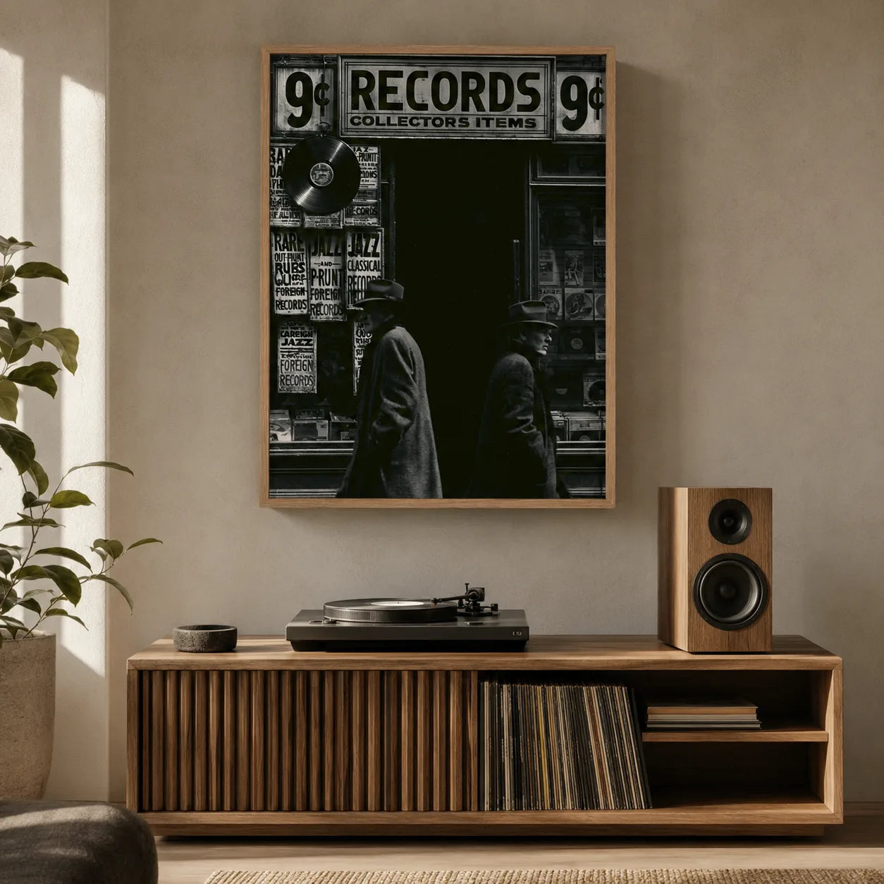Record Store Noir Wall Art Decor - Wall Art Decor - detail