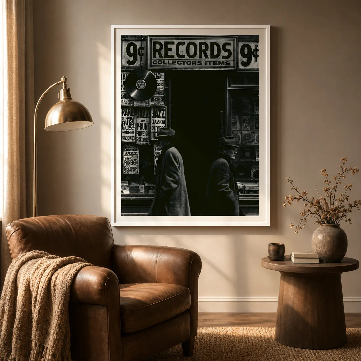 Record Store Noir Wall Art Decor - Wall Art Decor - in use