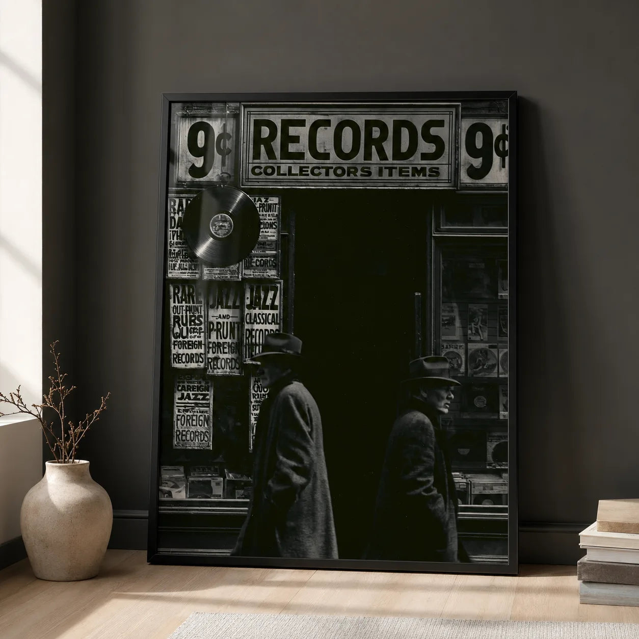 Record Store Noir Wall Art Decor - Wall Art Decor - side view