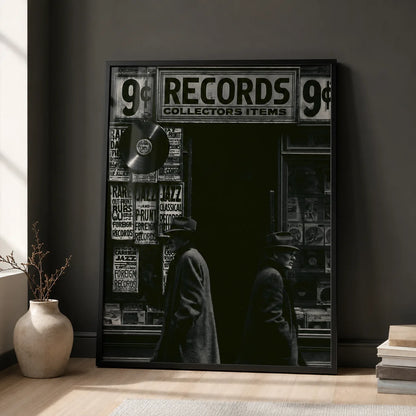 Record Store Noir Wall Art Decor - Wall Art Decor - side view