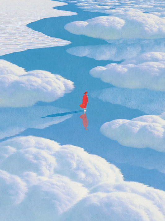 Red Figure Cloudscape Wall Art Decor - Wall Art Decor - front view