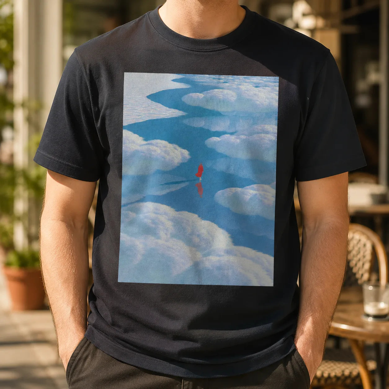 Red Figure Cloudscape Wall Art Decor - Wall Art Decor - side view