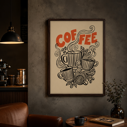 Retro Coffee Line Wall Art Decor – preview 11