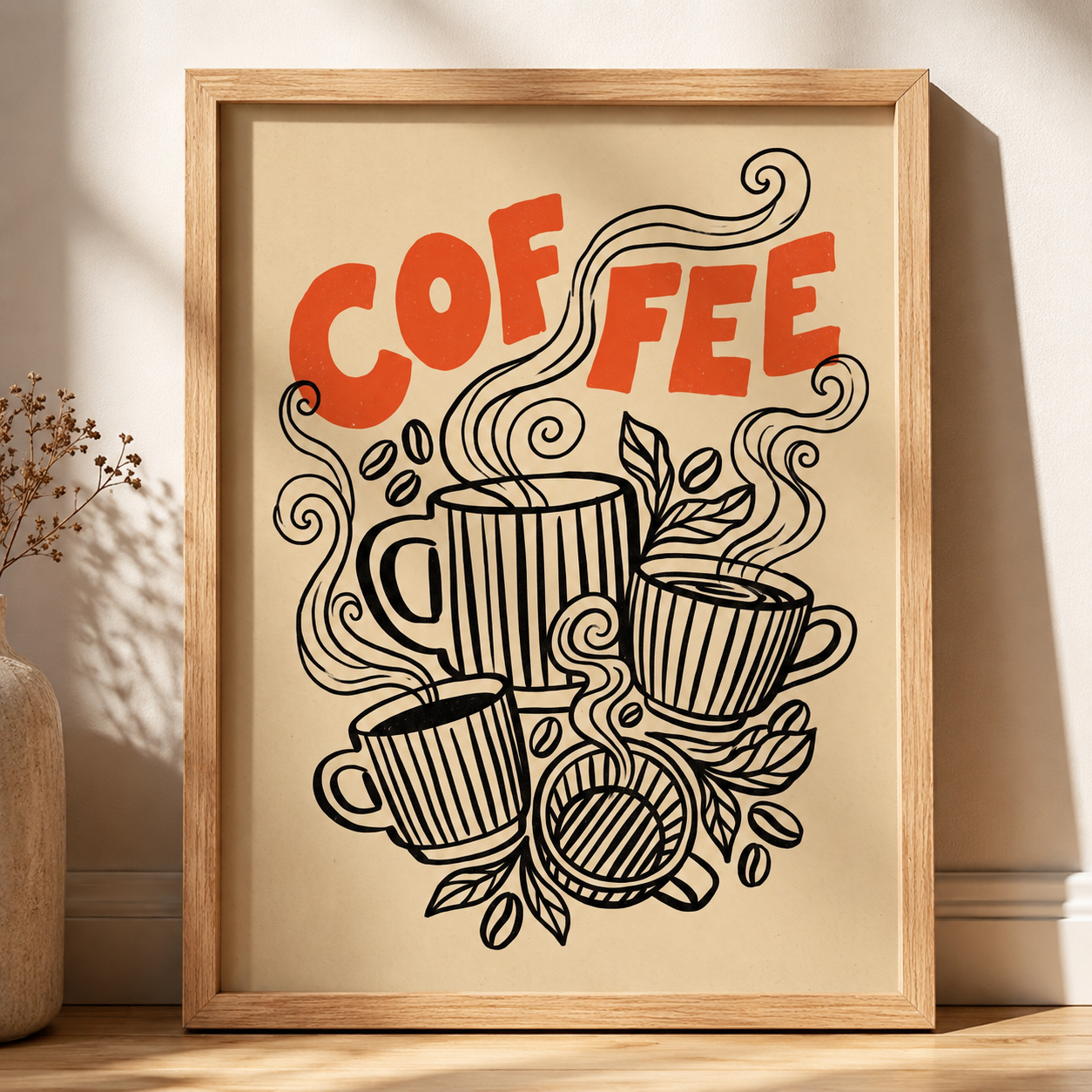 Retro Coffee Line Wall Art Decor – preview 2