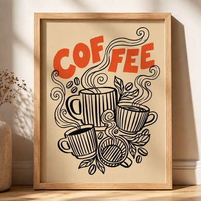 Retro Coffee Line Wall Art Decor – preview 2