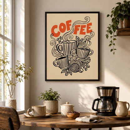 Retro Coffee Line Wall Art Decor – preview 3