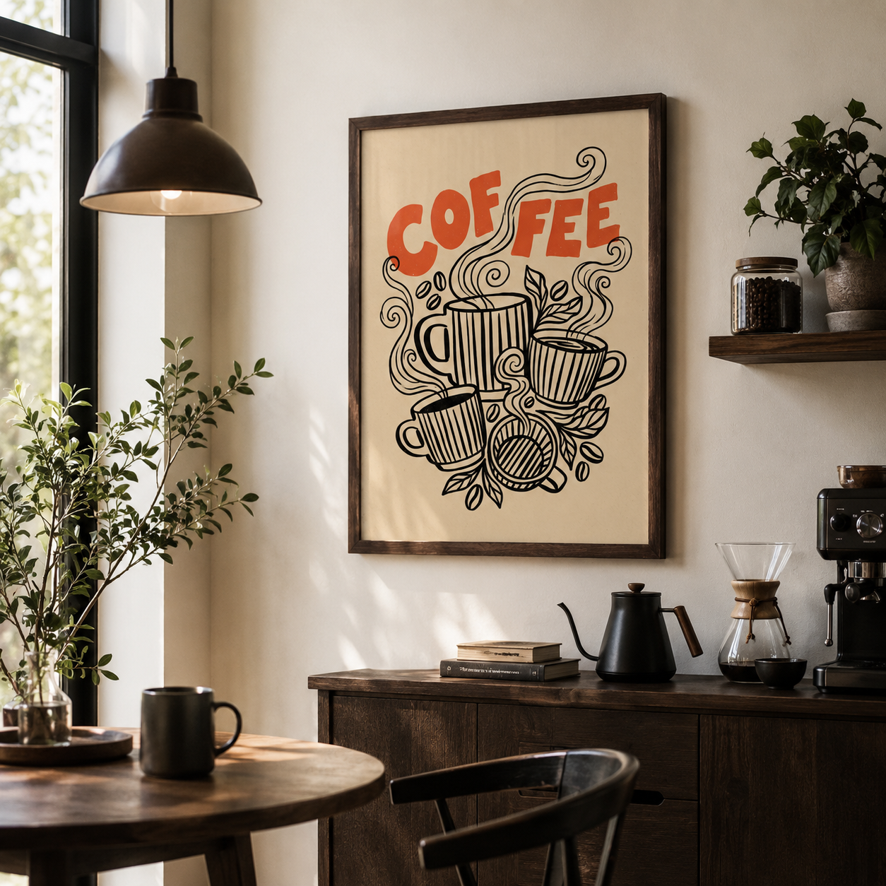 Retro Coffee Line Wall Art Decor – preview 4