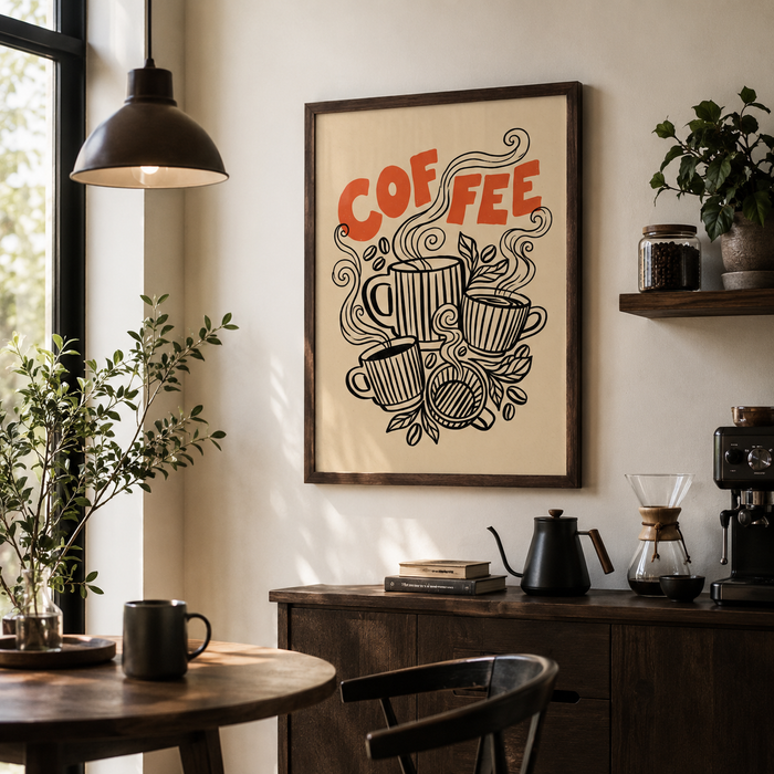 Retro Coffee Line Wall Art Decor