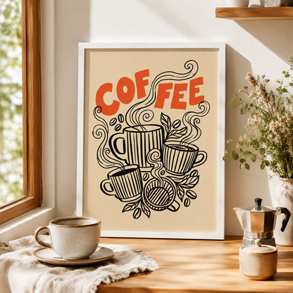 Retro Coffee Line Wall Art Decor – preview 5