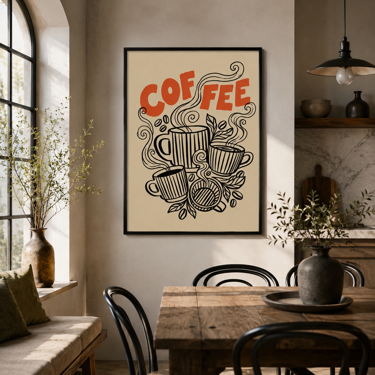Retro Coffee Line Wall Art Decor – preview 6
