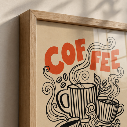 Retro Coffee Line Wall Art Decor – preview 8
