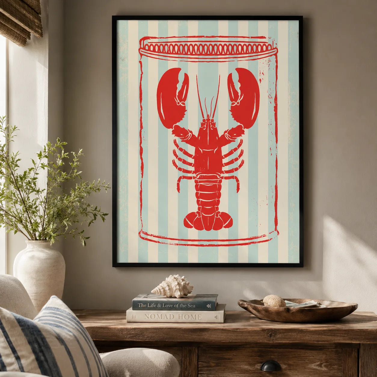 Retro Lobster Tin Wall Art Decor - Wall Art Decor - in use
