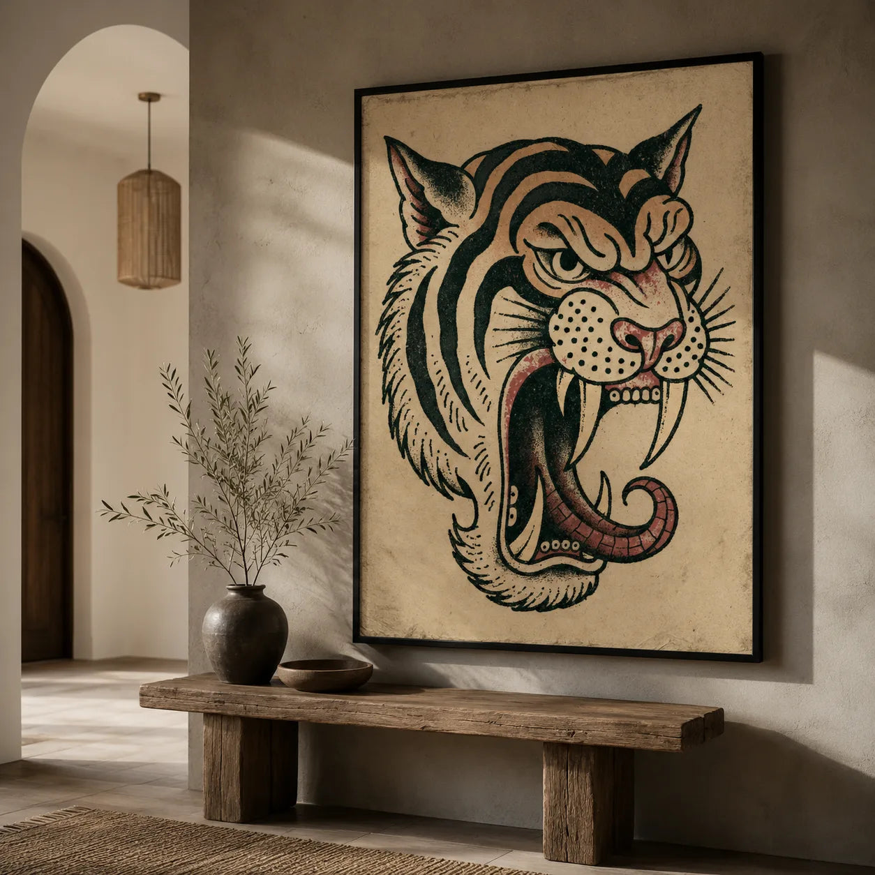 Roaring Tiger Tattoo Wall Art Decor - Wall Art Decor - alternate angle