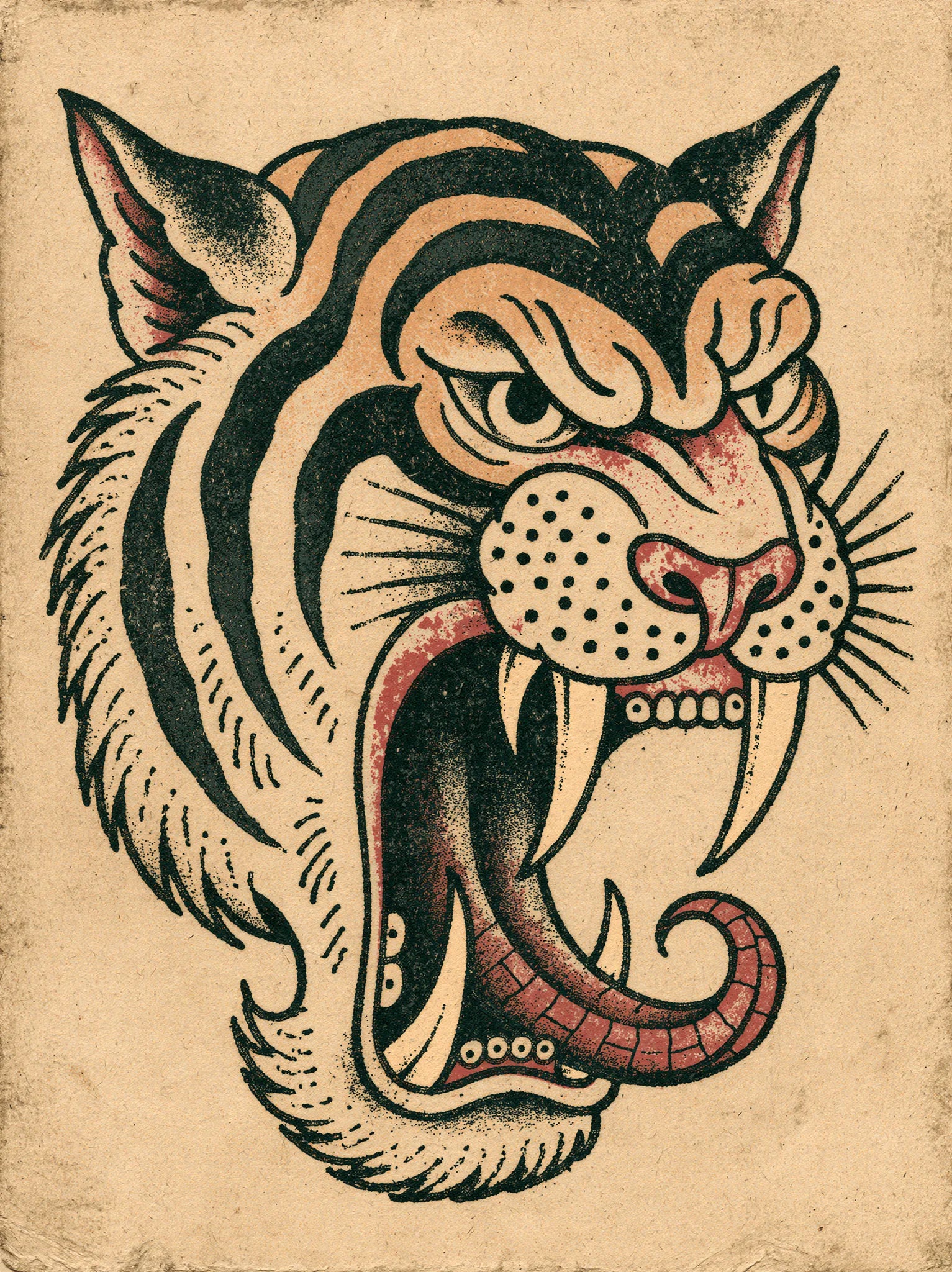 Roaring Tiger Tattoo Wall Art Decor - Wall Art Decor - front view
