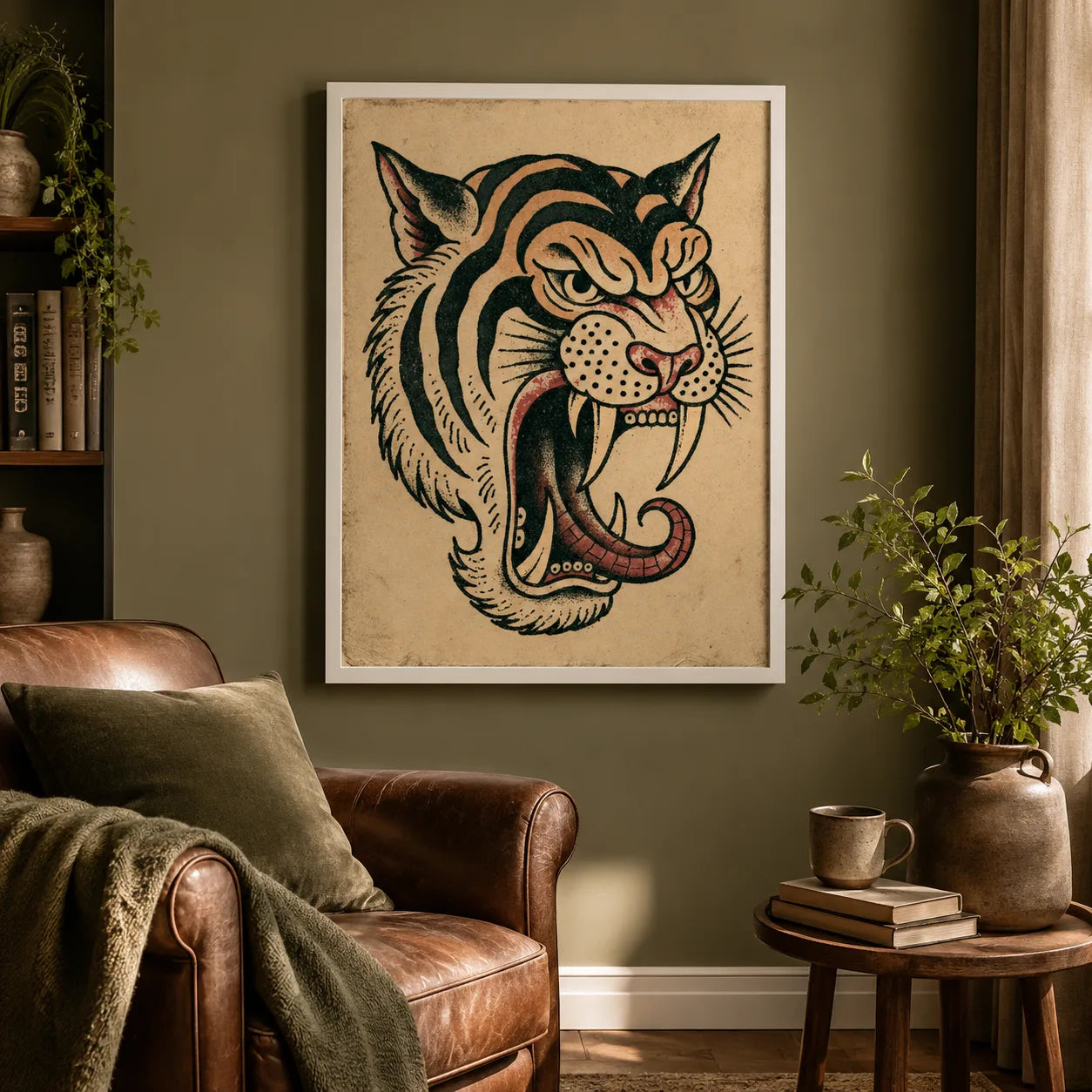 Roaring Tiger Tattoo Wall Art Decor - Wall Art Decor - in use