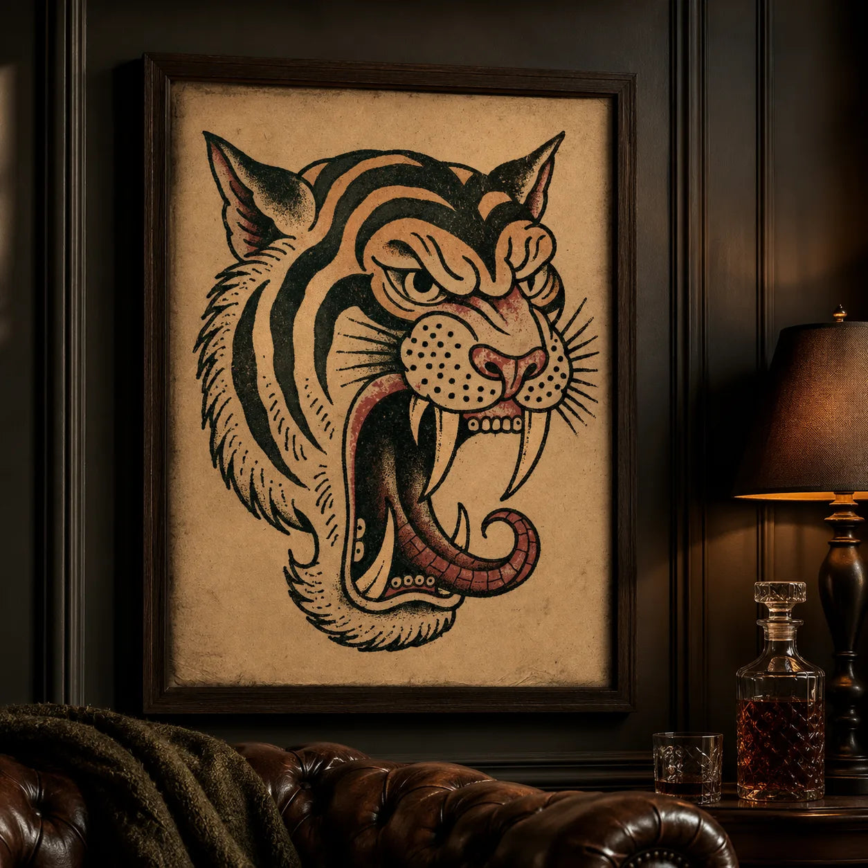 Roaring Tiger Tattoo Wall Art Decor - Wall Art Decor - lifestyle