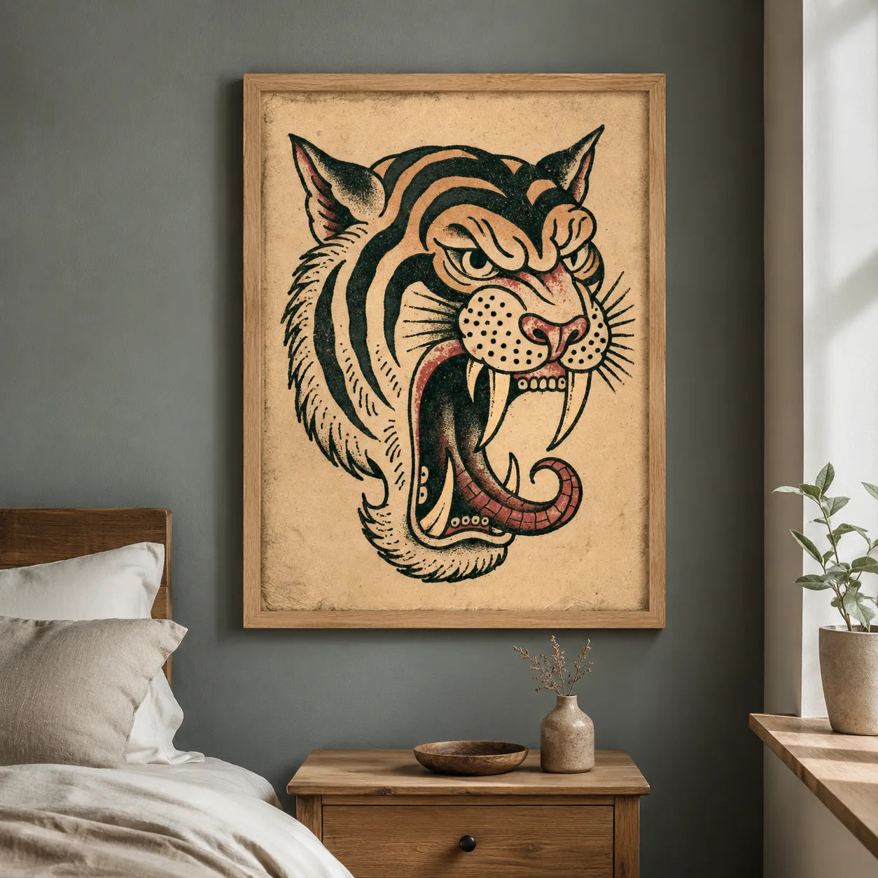 Roaring Tiger Tattoo Wall Art Decor - Wall Art Decor - styled