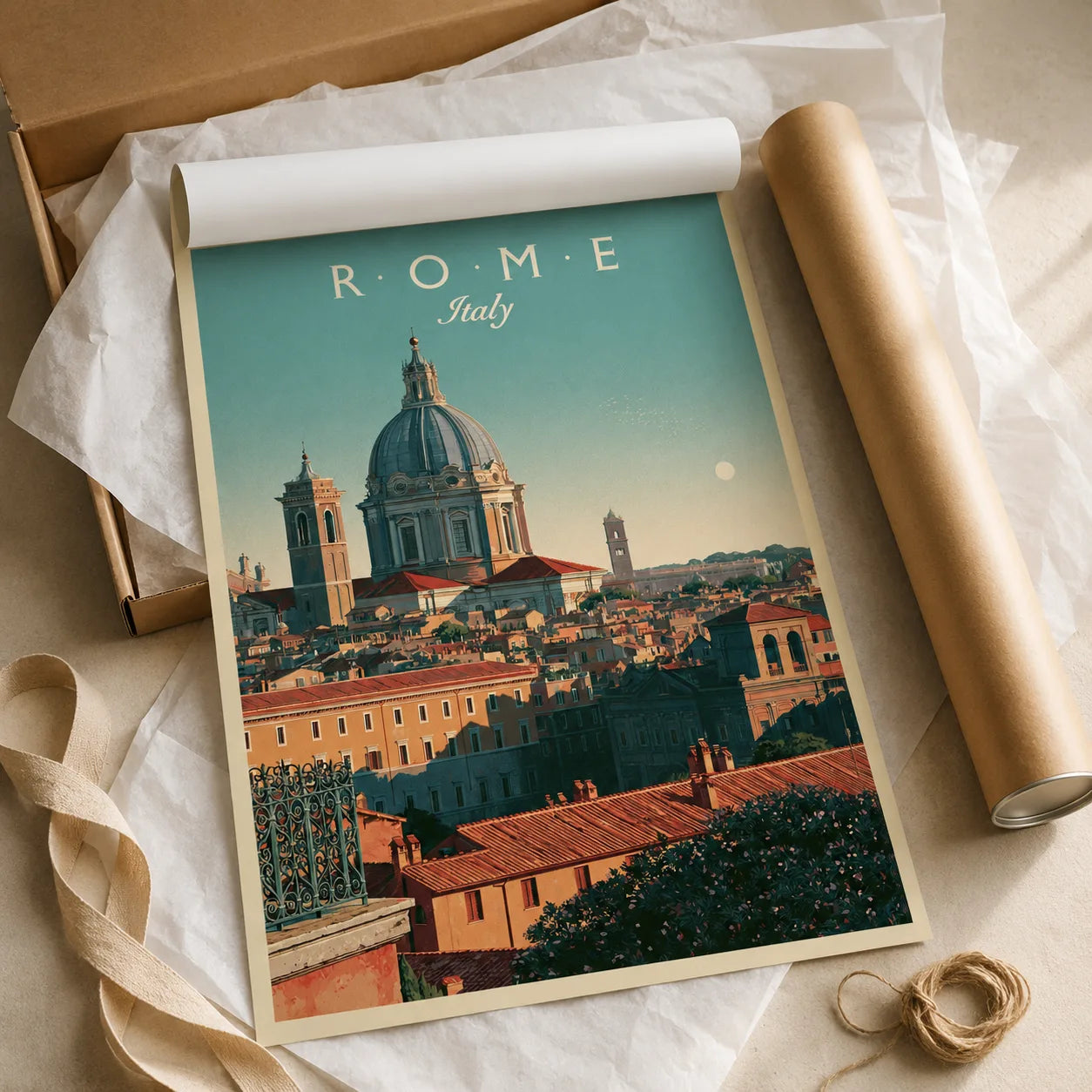 Rome Italy Cityscape Wall Art Decor - Wall Art Decor - back view
