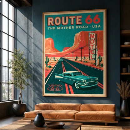 Route 66 Mother Road Wall Art Decor - Wall Art Decor - close up