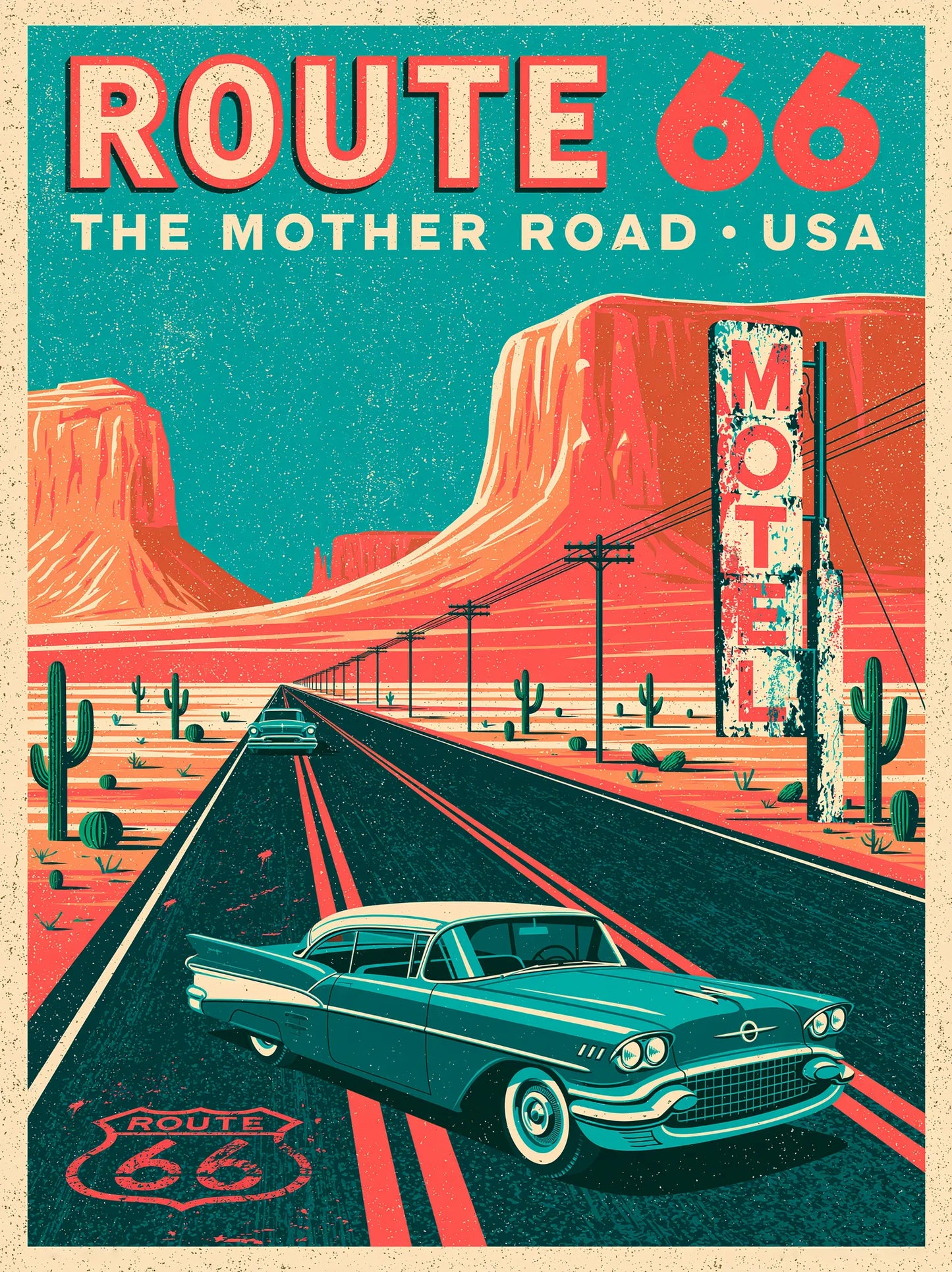 Route 66 Mother Road Wall Art Decor - Wall Art Decor - front view