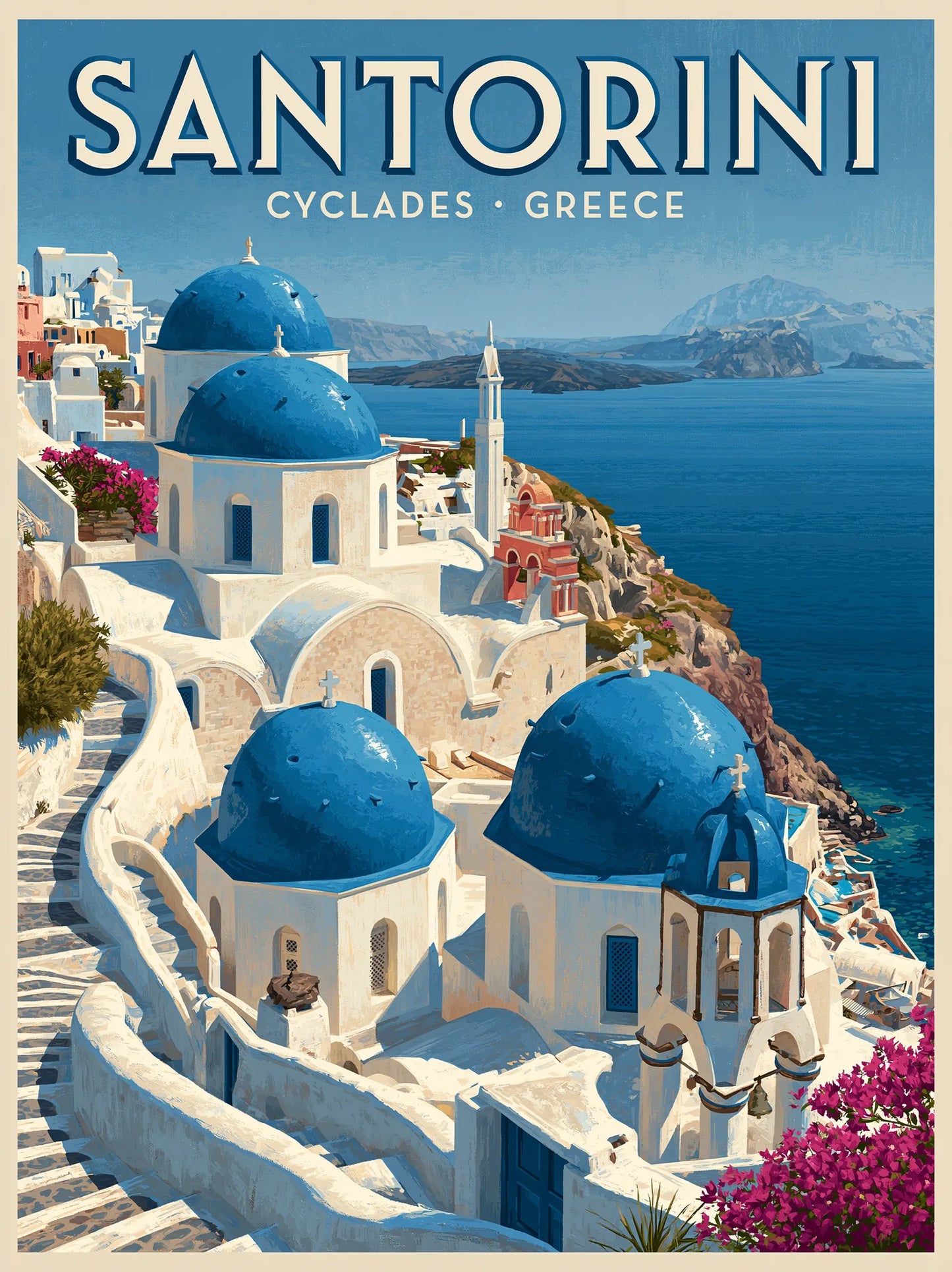 Santorini Greece Travel Wall Art Decor - Wall Art Decor - front view