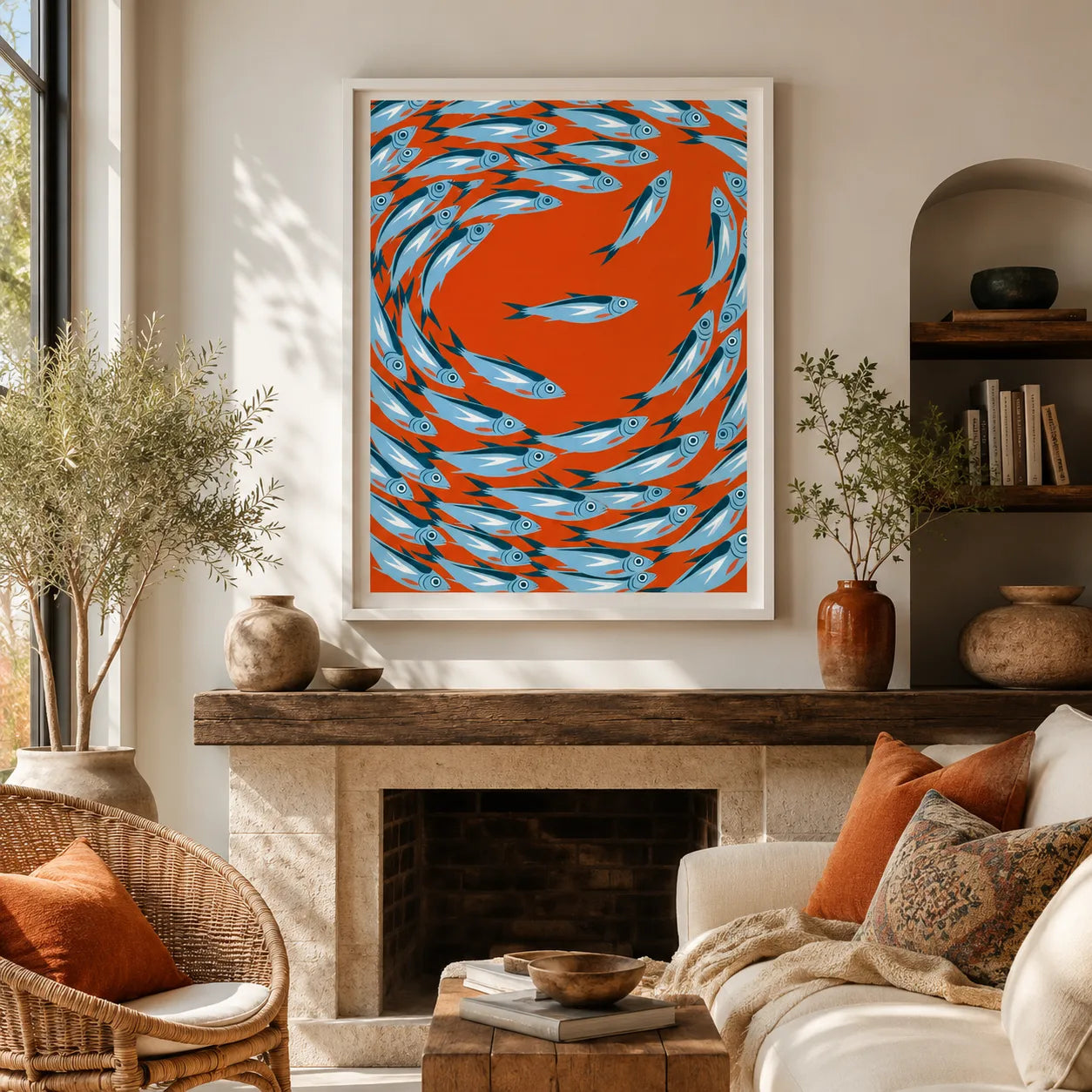 Sardine School Swirl Wall Art Decor - Wall Art Decor - alternate angle