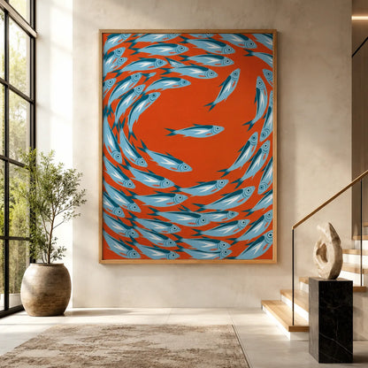 Sardine School Swirl Wall Art Decor - Wall Art Decor - in use