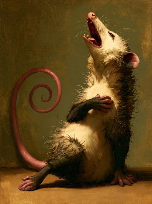 Screaming Opossum Oil Painting Wall Art Decor