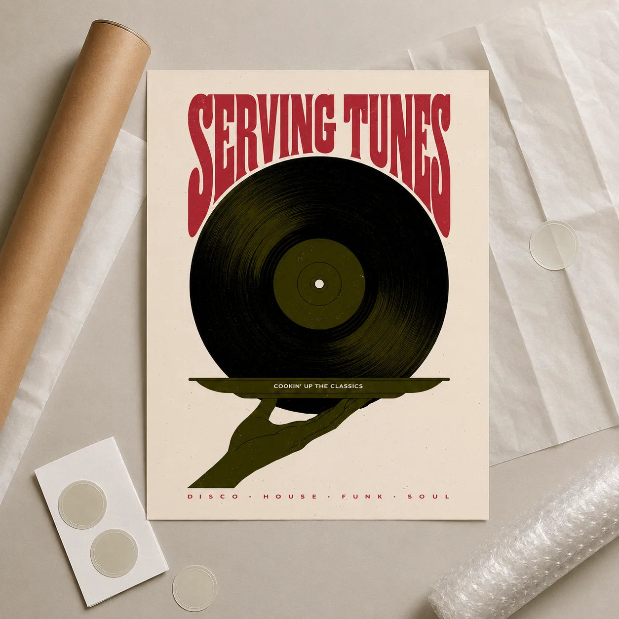 Serving Tunes Vinyl Record Wall Art Decor - Wall Art Decor - back view