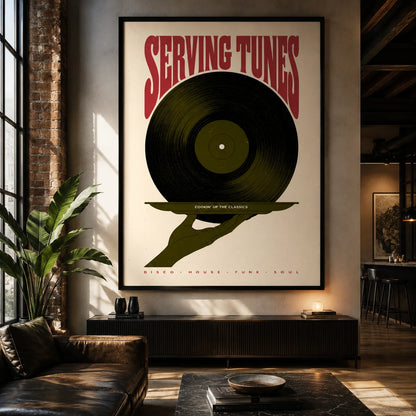 Serving Tunes Vinyl Record Wall Art Decor - Wall Art Decor - close up