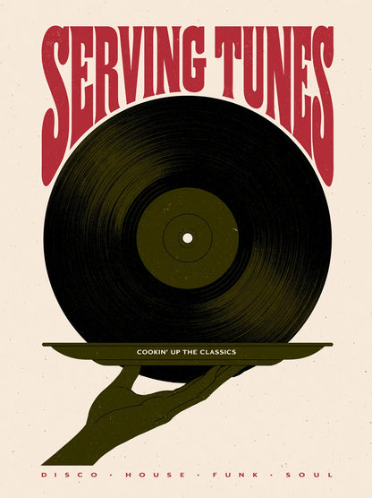 Serving Tunes Vinyl Record Wall Art Decor - Wall Art Decor - front view