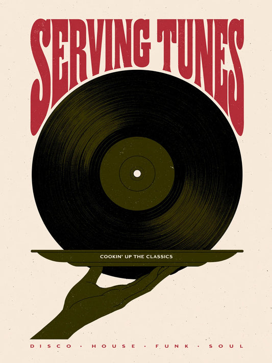 Serving Tunes Vinyl Record Wall Art Decor - Wall Art Decor - front view